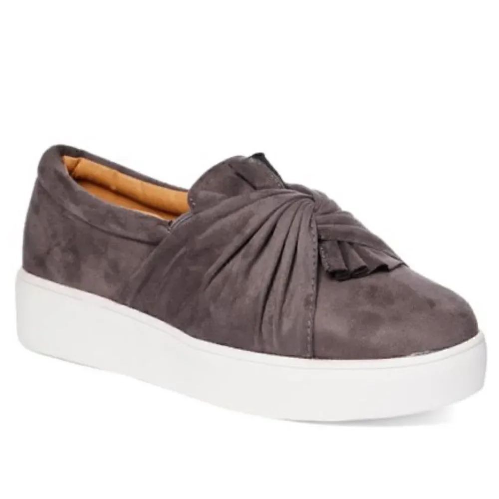 CATHERINE MALANDRINO | Suede Wrap Platform Slip-On Sneakers (8)